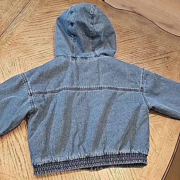 Denim hooded crop sherpa jacket size M NWT - Picture 9 of 13